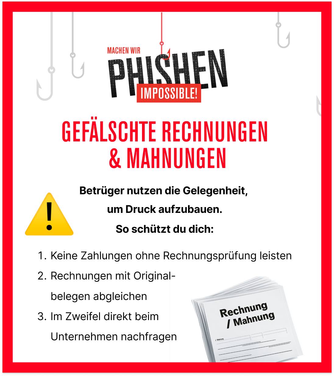 #PhishenImpossible
 Zum Jahreswechsel flattern gefälschte Rechnungen & Mahnungen ins Postfach.
So ...